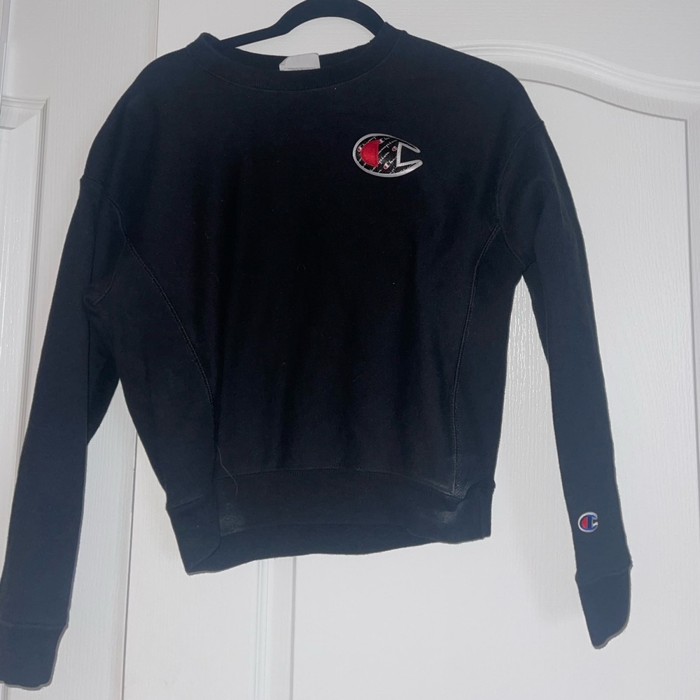 A Cropped Champion sweatshirt, size small
